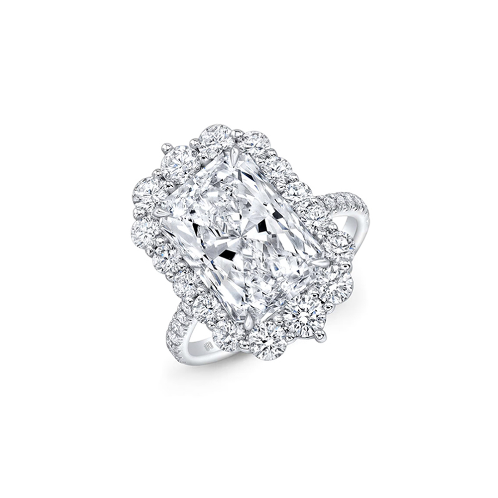 Platinum Radiant-Cut Diamond Halo Ring